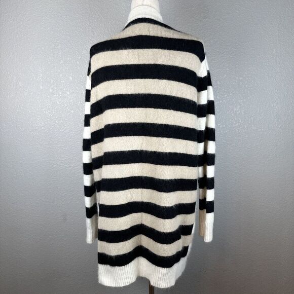 Diane Von Furstenberg Oversize Cardigan Sweater Small Angora Wool Neutral Stripe - Picture 4 of 7